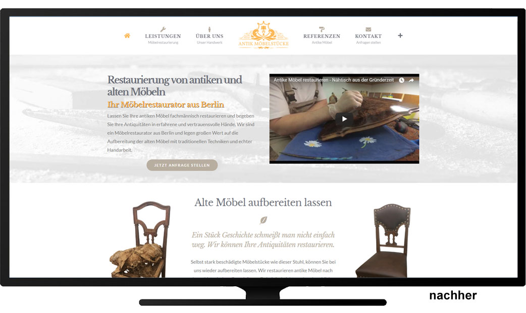 Webseite Antike Möbelstücke nachher Webseite Antike Möbelstücke nachher